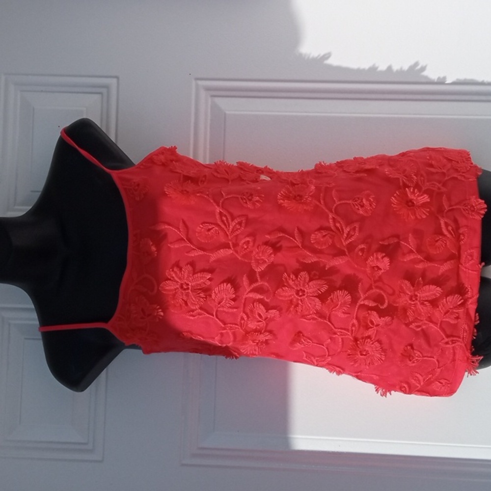 {$15 BUNDLED} New ANN TAYLOR Pink Tangerine Floral Stitched Tank Top